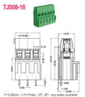 Зеленая терминальная длина 12-26AWG винта 6-7mm разъема 300V/10A M3 блока обнажая