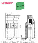 Euro Type PCB Screw Terminal Block 300V 15A Зеленый 5,08мм Пыльный латунь