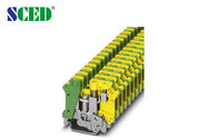 блоки заземлительного зажима зеленый цвет и желтый цвет AWG 24 до 6 ширины 10.2mm терминальных блоков рельса гама 16mm2