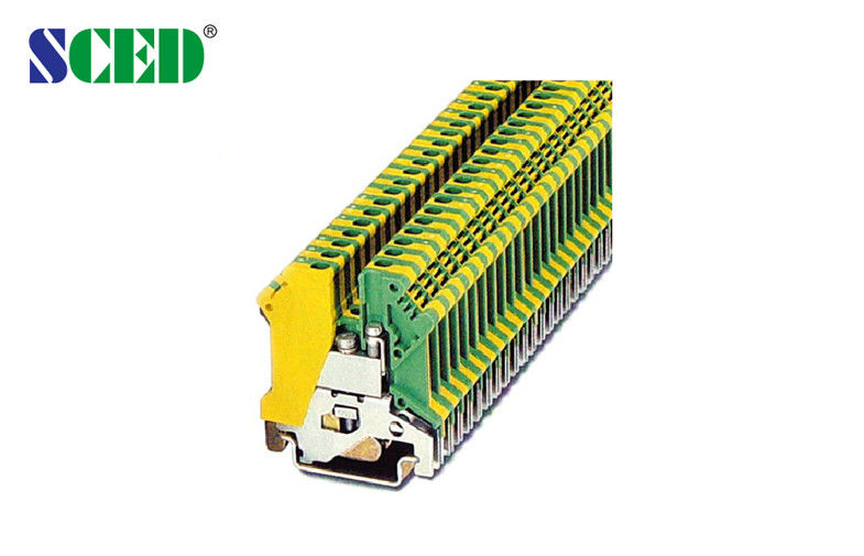 Земные зеленый цвет и желтый цвет винта АВГ 26-10 М3 латуни 6.2мм терминальных блоков 4мм2 рельса Дин