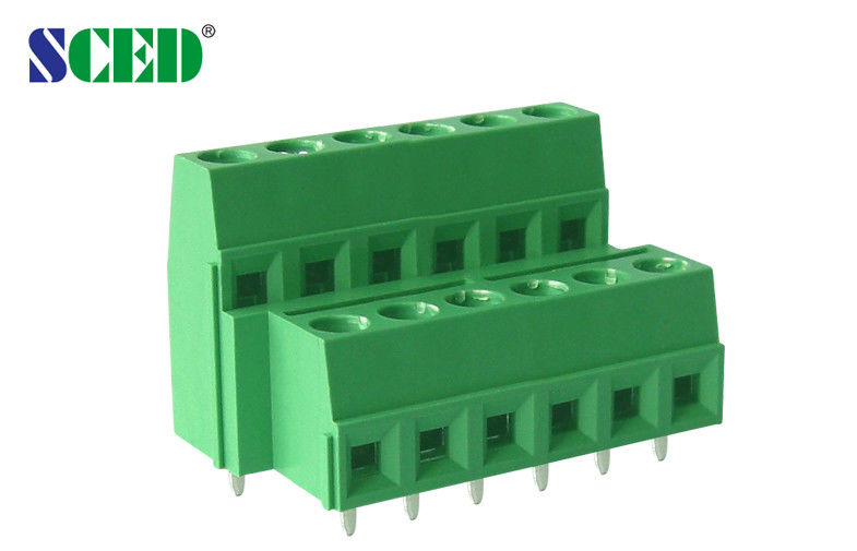 Покрынный никель 10A зеленого цвета 5.08mm блока PCB двойных уровней терминальный пластичный
