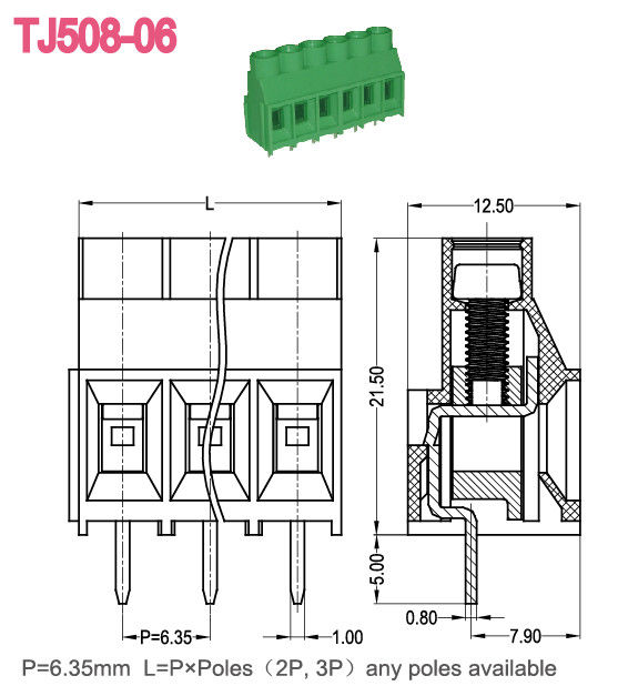 Pluggable тип евро блоков терминала 300A PCB 6.35mm поднимая серию