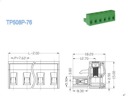 Одноуровенные Pluggable разъем-розетки блоков терминала латунные сооружают 7.62mm