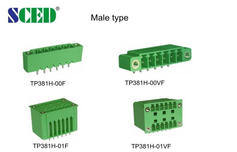 Прямоугольный блок 300V 18A 7.62mm зеленого цвета мужской Pluggable терминальный