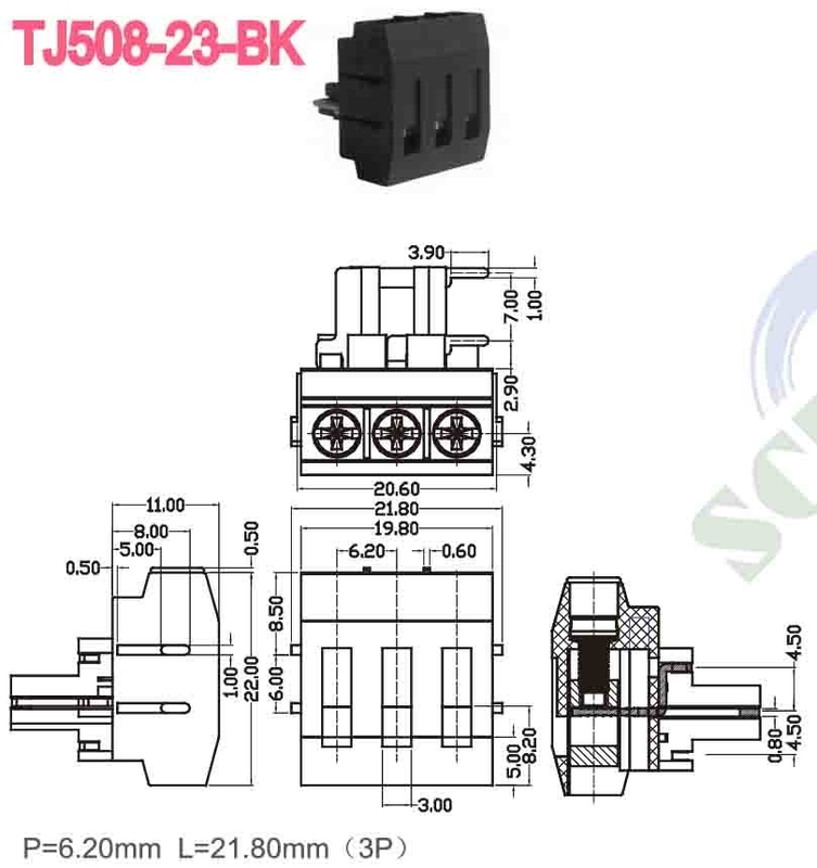 300В 10А M3 винтовой терминал блок соединитель 12 24 AWG PBT 6.2 мм расстояние латуни