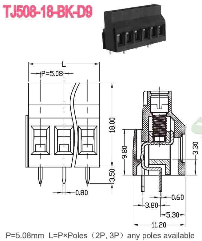 5.08mm 300V 10A PA66 ПКБ терминальный блок Euro Type Raising Series для автоматического управления